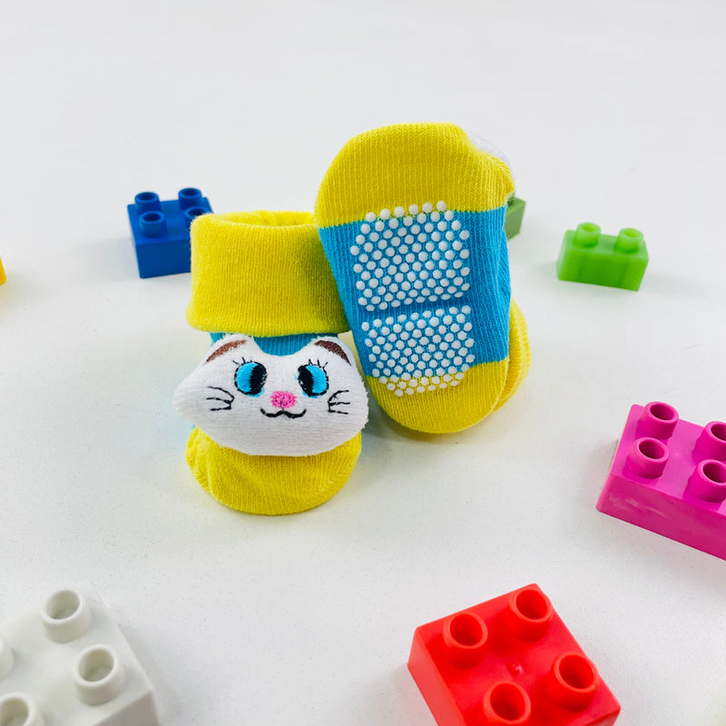 Meia Bichinhos Plin Baby Gatinha Antiderrapante - Amarelo