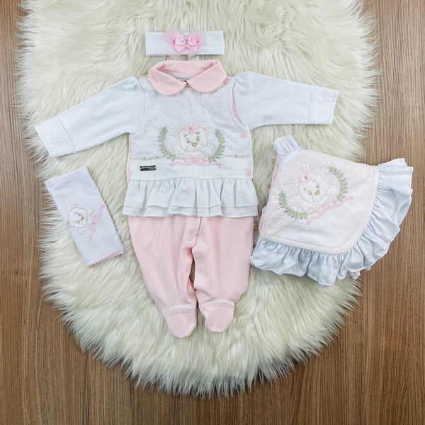 Saída De Maternidade Pipoquinhas Baby Ursa 4 Peças
