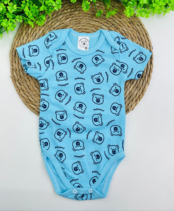 Body Meia Manga Mafessoni Urso Azul