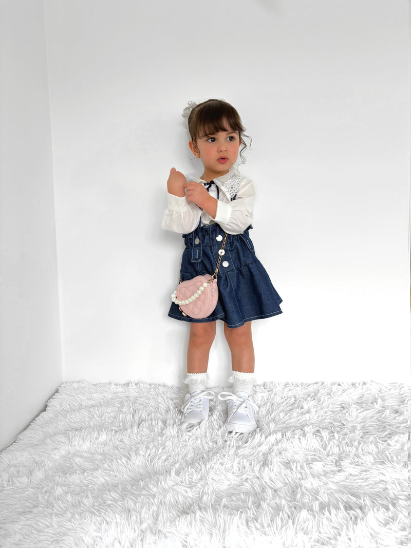Conjunto Infantil Camisa Gola Rendinha + Jeans
