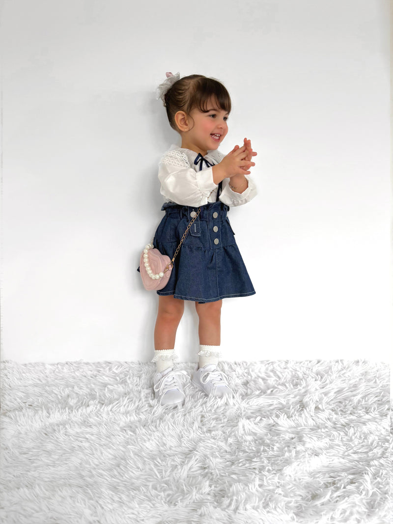 Conjunto Infantil Camisa Gola Rendinha + Jeans