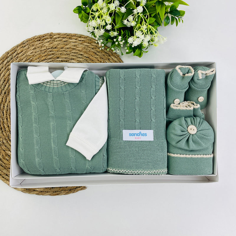 Saida De Maternidade Sanches Baby Trama Em Tricot 7 Peças