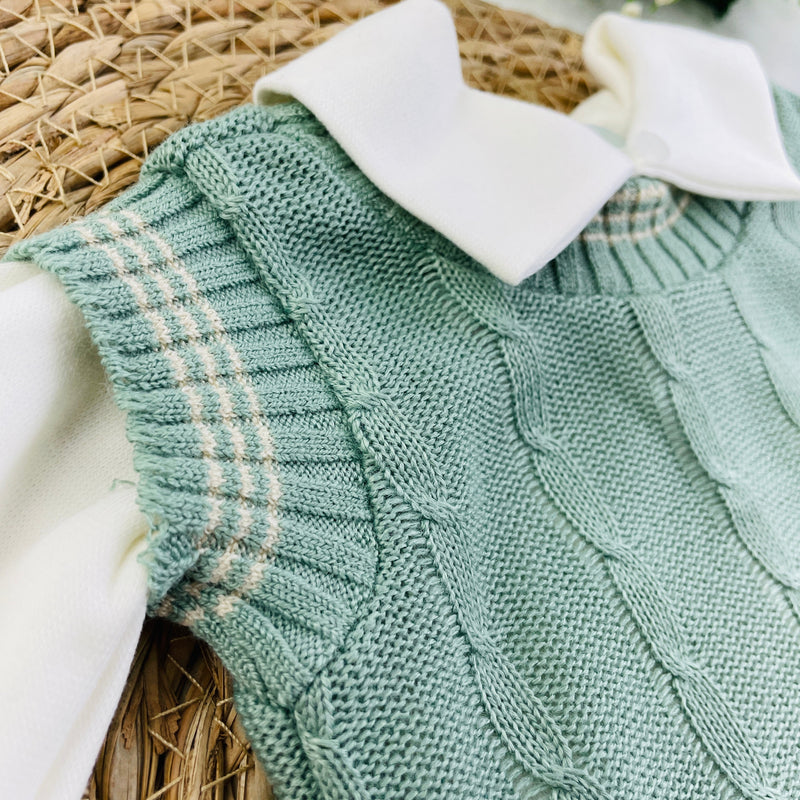 Saida De Maternidade Sanches Baby Trama Em Tricot 7 Peças