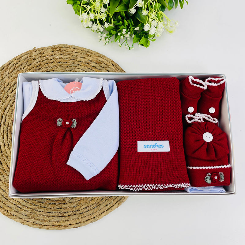 Saida De Maternidade Sanches Baby Florzinha Em Tricot 7 Peças
