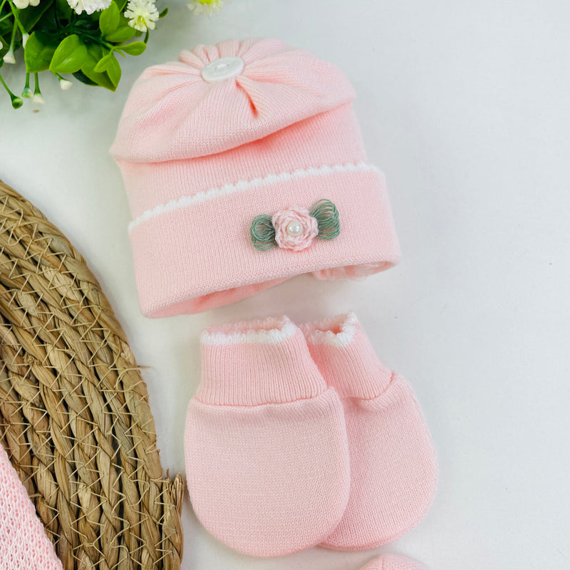 Saida De Maternidade Sanches Baby Florzinha Em Tricot 7 Peças