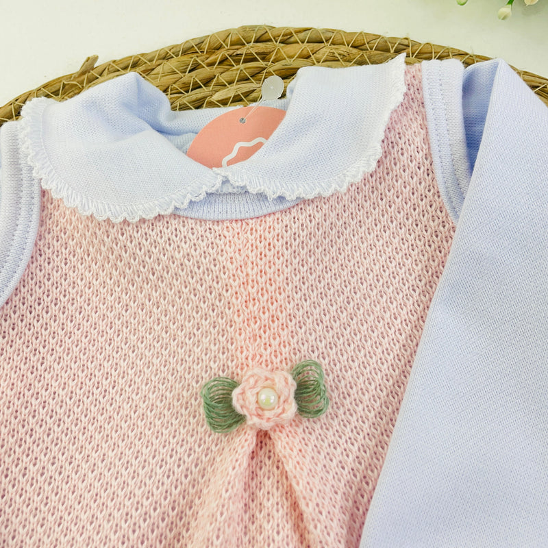 Saida De Maternidade Sanches Baby Florzinha Em Tricot 7 Peças