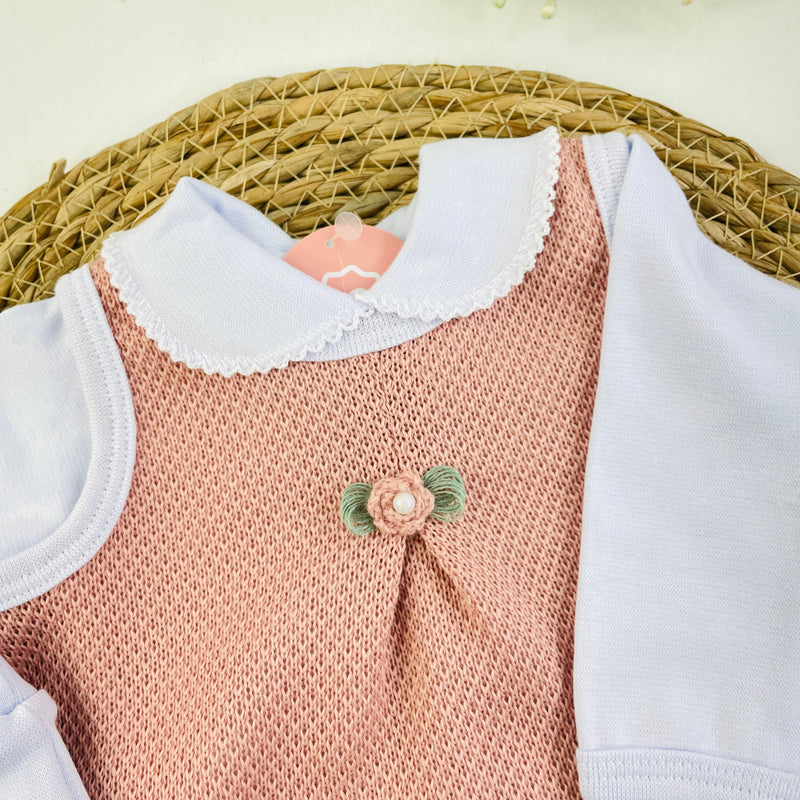 Saida De Maternidade Sanches Baby Florzinha Em Tricot 7 Peças