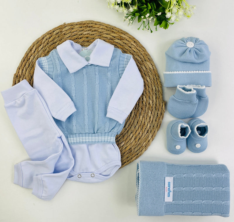 Saida De Maternidade Sanches Baby Trama Em Tricot 7 Peças