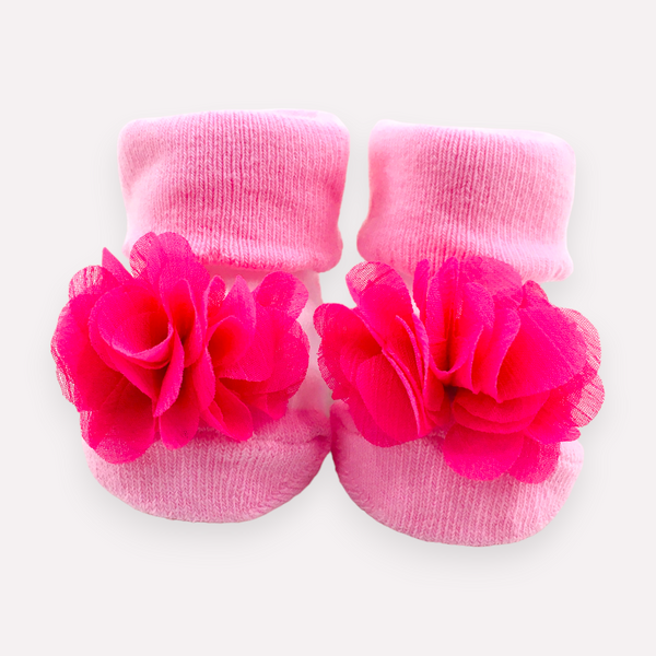 Meia Bichinhos Plin Baby Flores Antiderrapante - Rosa