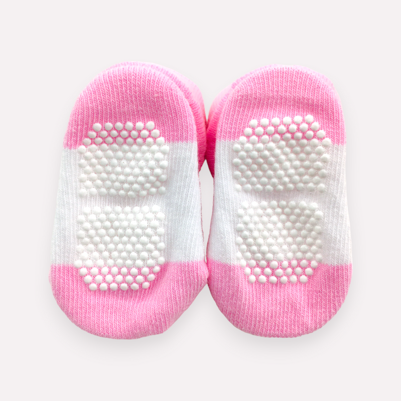 Meia Bichinhos Plin Baby Flores Antiderrapante - Rosa