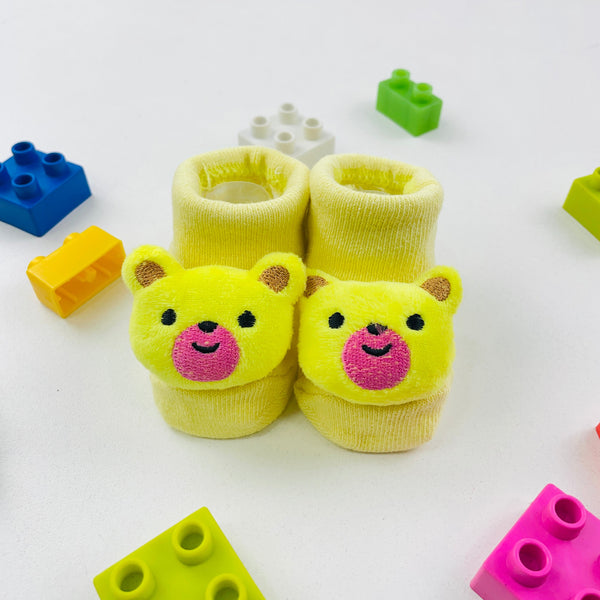 Meia Bichinhos Plin Baby Ursinho Antiderrapante - Amarelo