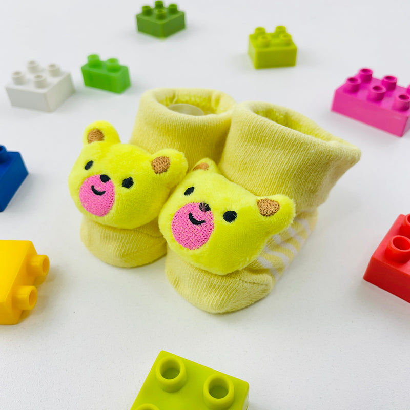 Meia Bichinhos Plin Baby Ursinho Antiderrapante - Amarelo