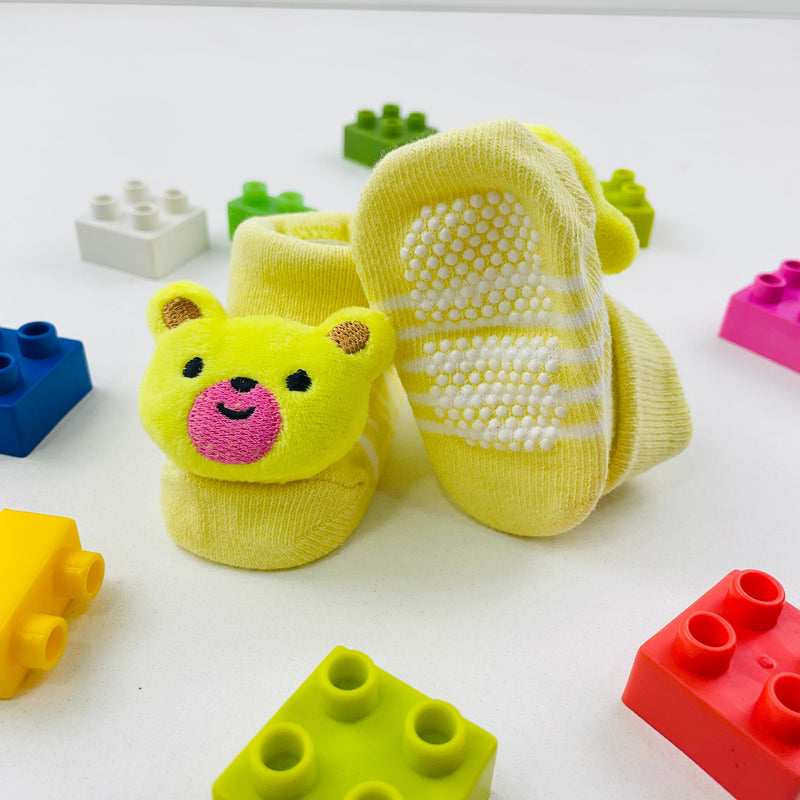 Meia Bichinhos Plin Baby Ursinho Antiderrapante - Amarelo