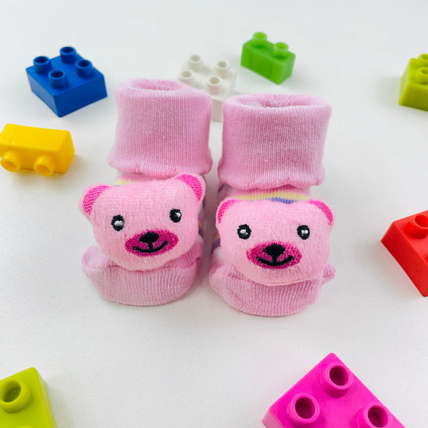 Meia Bichinhos Plin Baby Urso Antiderrapante - Rosa