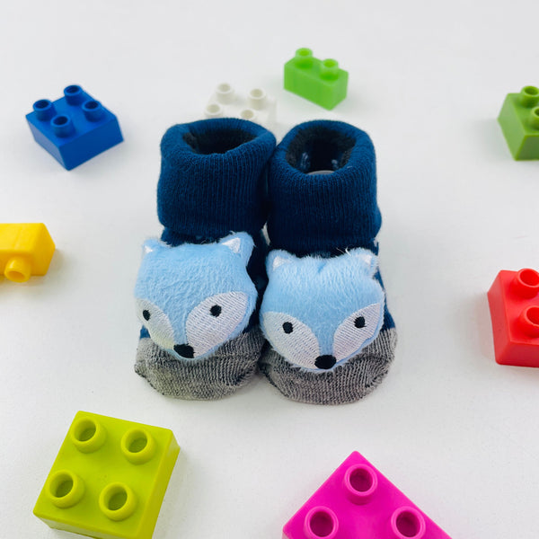 Meia Bichinhos Plin Baby Raposa Antiderrapante - Marinho