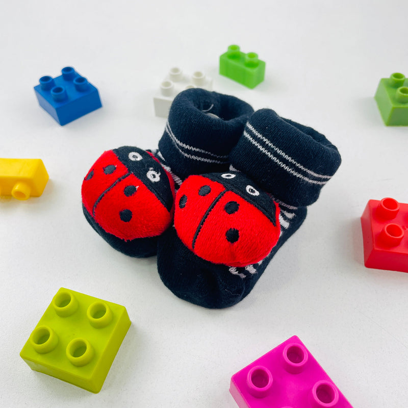 Meia Bichinhos Plin Baby Joaninha Antiderrapante - Preto
