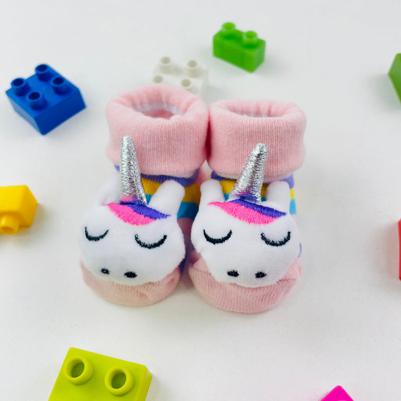 Meia Bichinhos Plin Baby Unicornio Antiderrapante - Rosa
