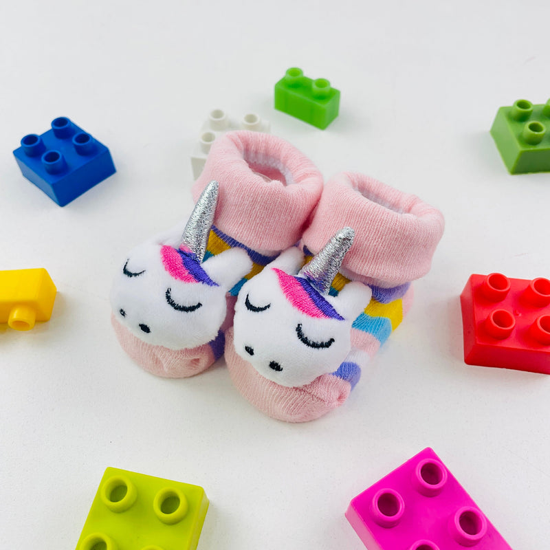 Meia Bichinhos Plin Baby Unicornio Antiderrapante - Rosa
