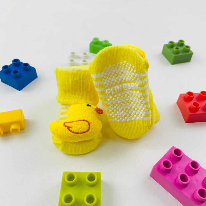 Meia Bichinhos Plin Baby Patinho Antiderrapante - Amarelo