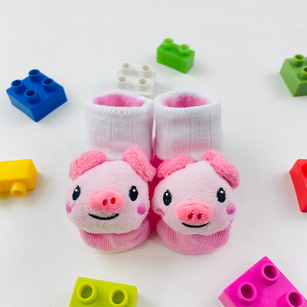 Meia Bichinhos Plin Baby Porquinha Antiderrapante - Rosa