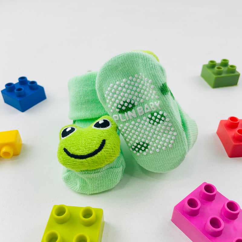 Meia Bichinhos Plin Baby Sapinho Antiderrapante - Verde