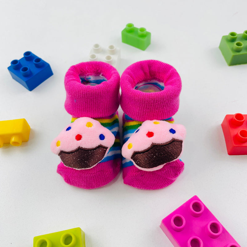 Meia Bichinhos Plin Baby Cupcake Antiderrapante - Pink