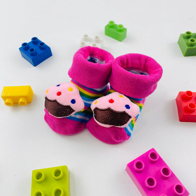 Meia Bichinhos Plin Baby Cupcake Antiderrapante - Pink