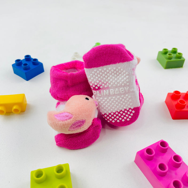 Meia Bichinhos Plin Baby Passaro Antiderrapante - Pink