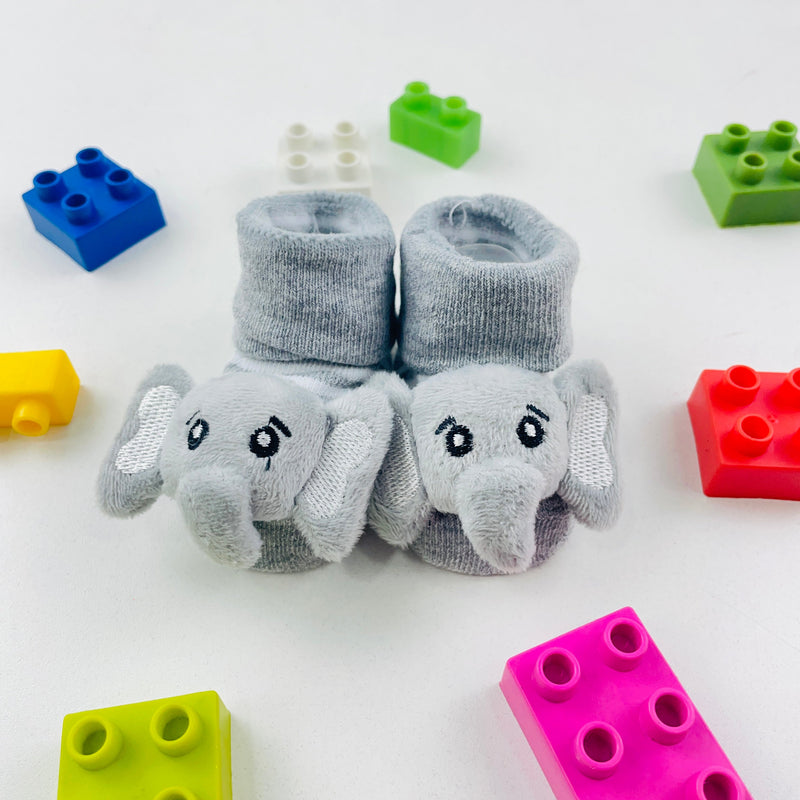 Meia Bichinhos Plin Baby Elefente Antiderrapante - Cinza