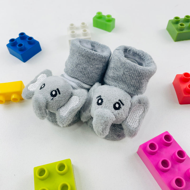 Meia Bichinhos Plin Baby Elefente Antiderrapante - Cinza