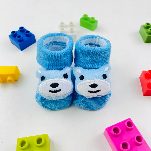 Meia Bichinhos Plin Baby Baby Urso Listras Antiderrapante - Azul