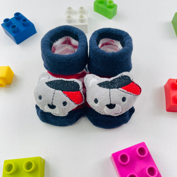 Meia Bichinhos Plin Baby Urso De Bone Antiderrapante - Marinho
