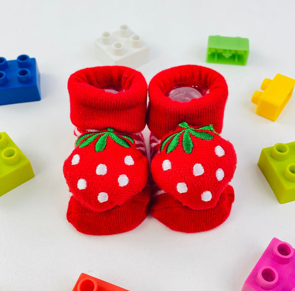 Meia Bichinhos Plin Baby Morango Do Amor Antiderrapante - Vermelha
