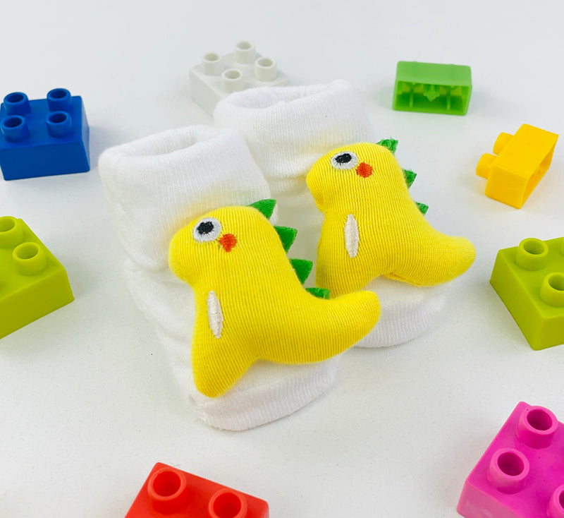 Meia Bichinhos Plin Baby Dino Antiderrapante - Amarelo