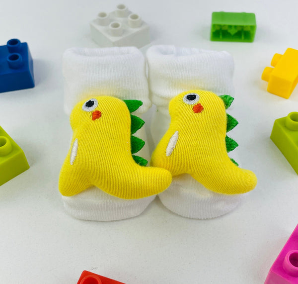 Meia Bichinhos Plin Baby Dino Antiderrapante - Amarelo