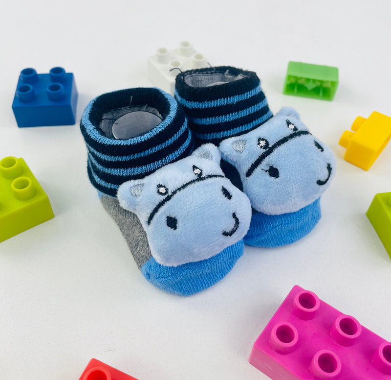 Meia Bichinhos Plin Baby Hipopotamo Antiderrapante - Azul