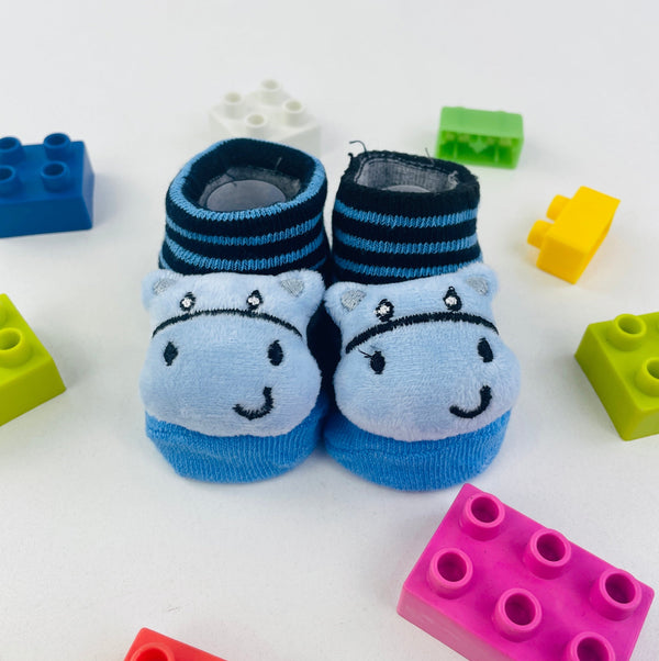 Meia Bichinhos Plin Baby Hipopotamo Antiderrapante - Azul