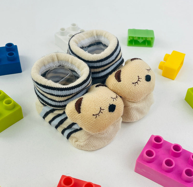 Meia Bichinhos Plin Baby Ursinho Antiderrapante - Bege