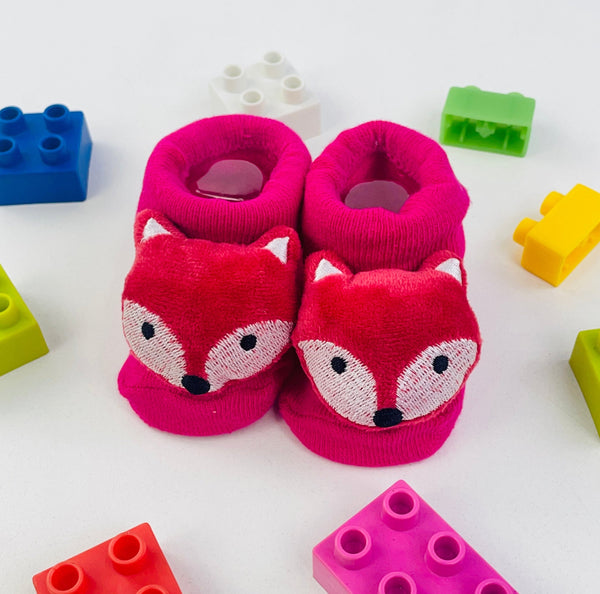 Meia Bichinhos Plin Baby Raposa Antiderrapante - Pink