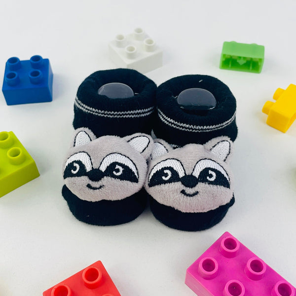 Meia Bichinhos Plin Baby Guaxinin Antiderrapante - Preto