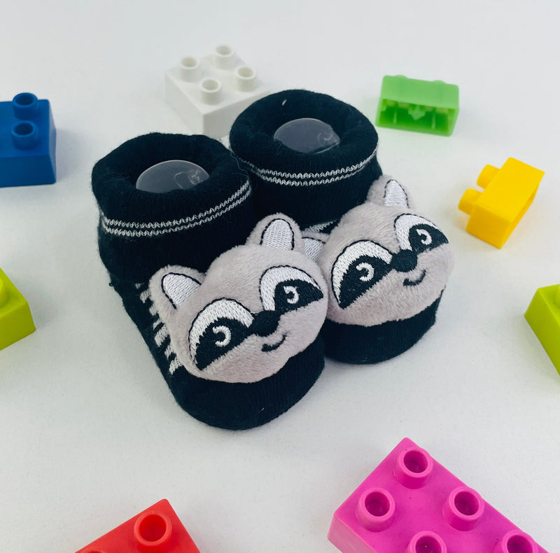 Meia Bichinhos Plin Baby Guaxinin Antiderrapante - Preto
