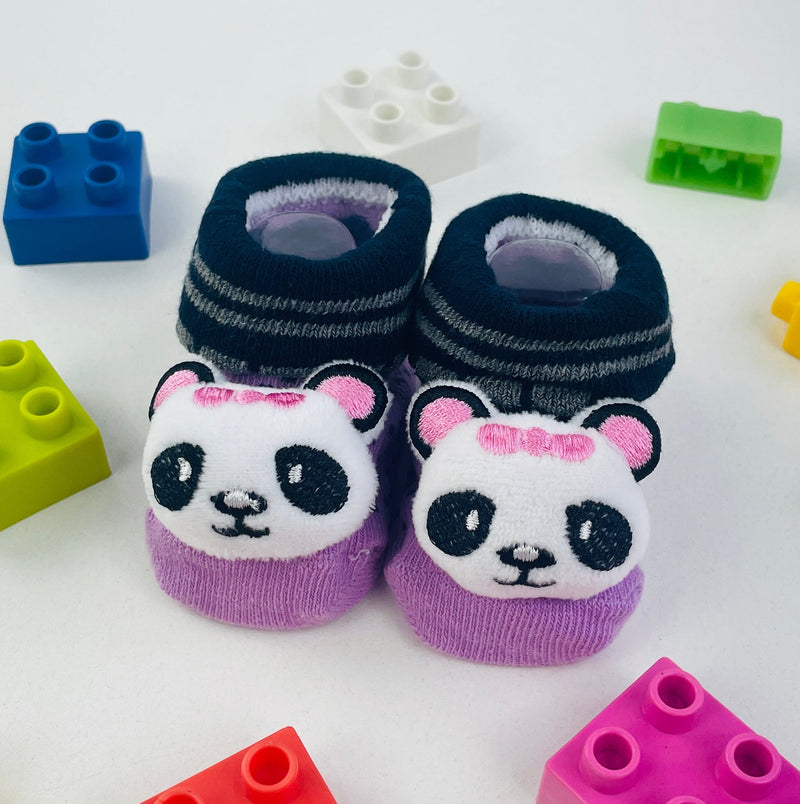 Meia Bichinhos Plin Baby Pandinha Antiderrapante -Lilas
