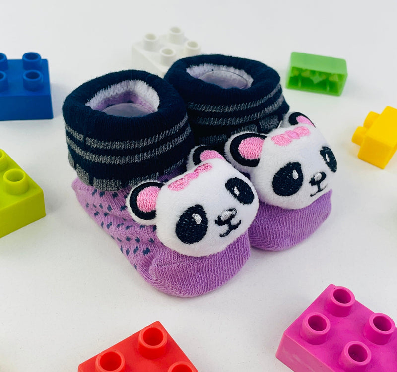 Meia Bichinhos Plin Baby Pandinha Antiderrapante -Lilas