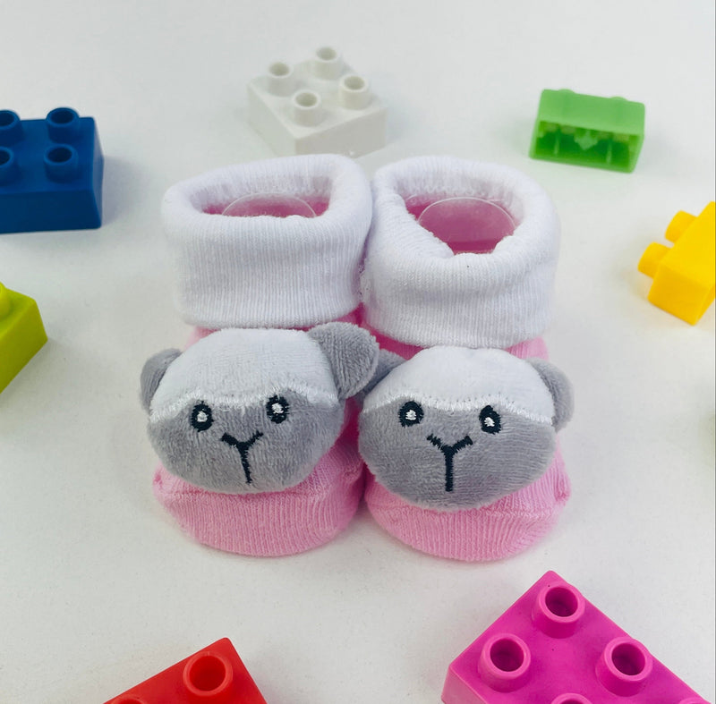 Meia Bichinhos Plin Baby Ovelinha Antiderrapante - Rosa