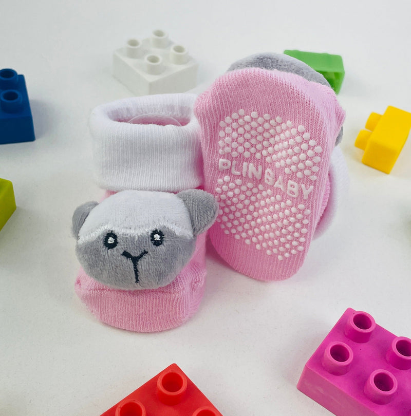 Meia Bichinhos Plin Baby Ovelinha Antiderrapante - Rosa