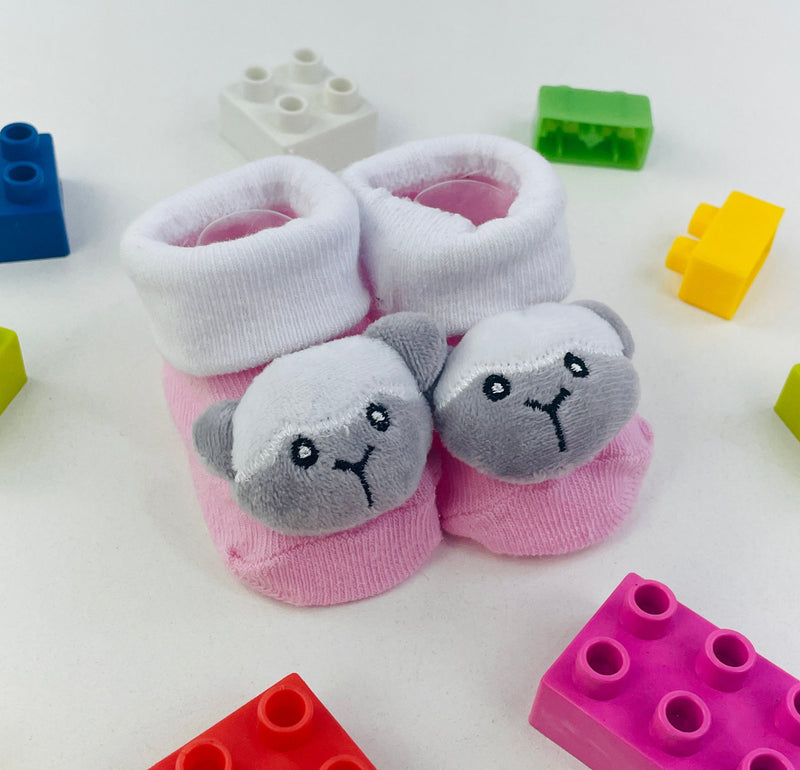 Meia Bichinhos Plin Baby Ovelinha Antiderrapante - Rosa