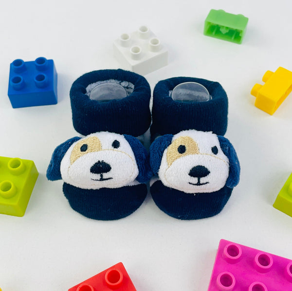 Meia Bichinhos Plin Baby Cachorro Listras Antiderrapante - Marinho