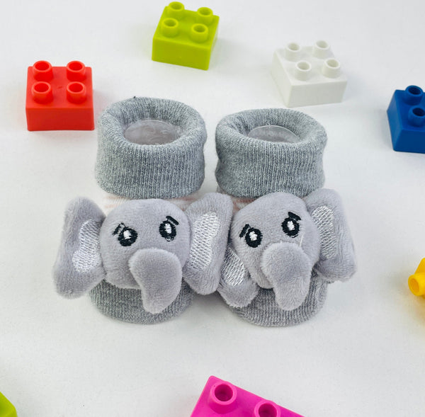 Meia Bichinhos Plin Baby Elefante Listras Antiderrapante - Rosa