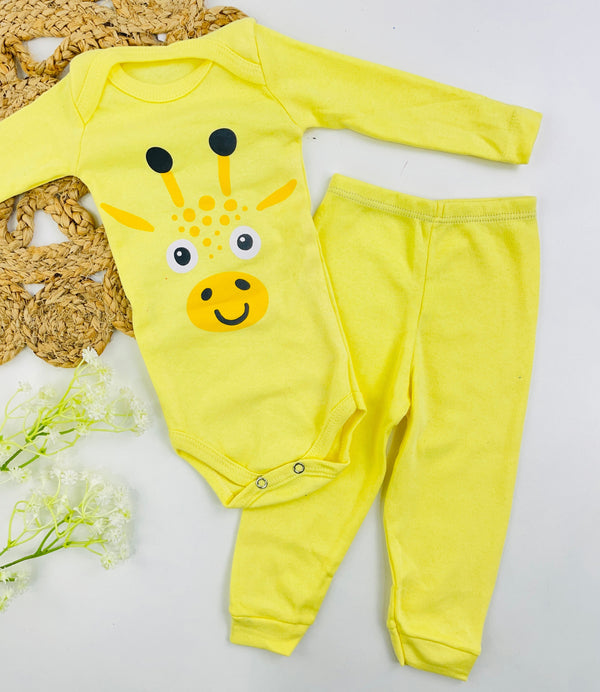 Conjunto Girafa Body Manga Longa e Calça