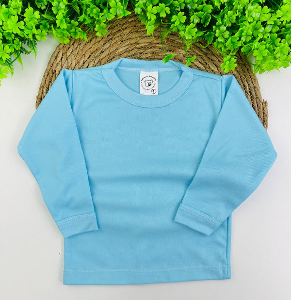 Camiseta Manga Longa Mafessoni Canelada Azul